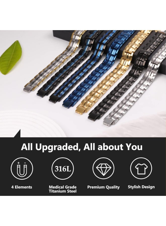VIUAUAX Mens Magnetic Bracelet Titanium Steel Magnetic Bracelet with Double Row 4 Elements Magnets,Father's Day GiftsMagnetic Lucky Bracelet for Men - Image 5